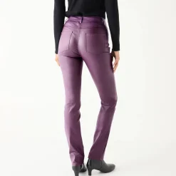 Broek<Blancheporte Gecoate rechte broek pruim