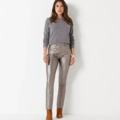 Broek<Blancheporte Gecoate rechte broek goudbruin