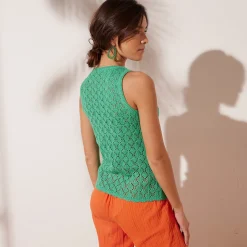 Trui En Vest<Blancheporte Gehaakt topje groen