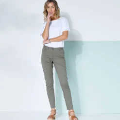 Broek<Blancheporte Gekleurde smalle jeans kaki