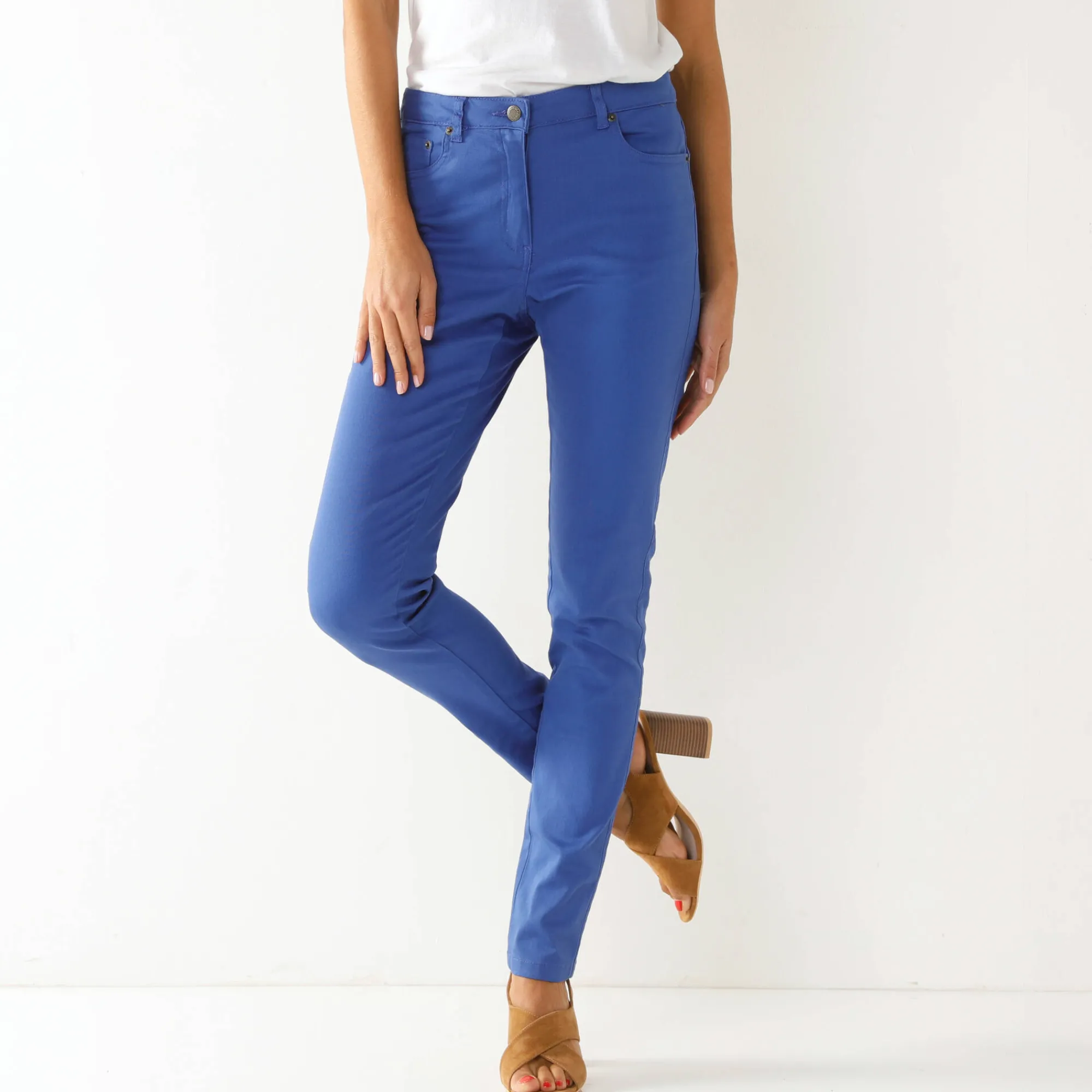 Broek<Blancheporte Gekleurde smalle jeans felblauw