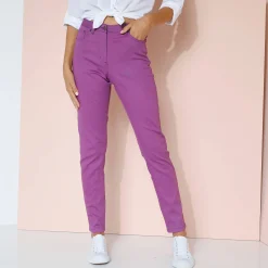 Broek<Blancheporte Gekleurde smalle jeans paars