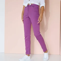 Broek<Blancheporte Gekleurde smalle jeans paars