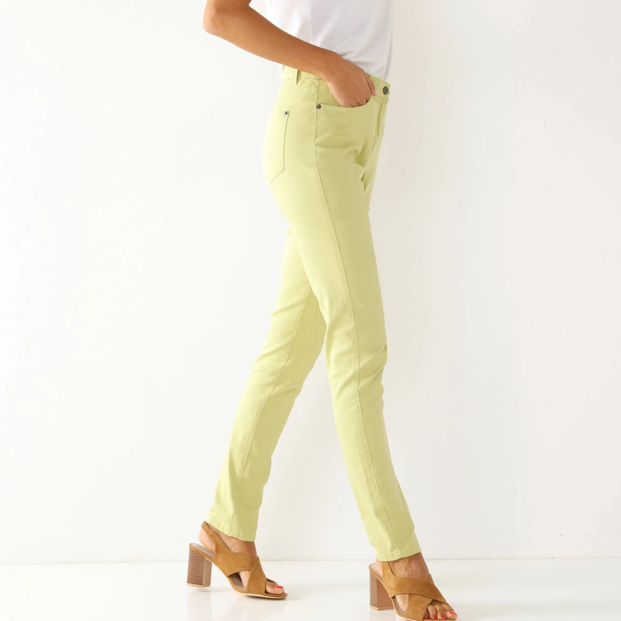 Broek<Blancheporte Gekleurde smalle jeans anijs