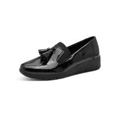 Derby's En Mocassins|Schoenen<Jana Gelakte mocassins met sleehak zwart