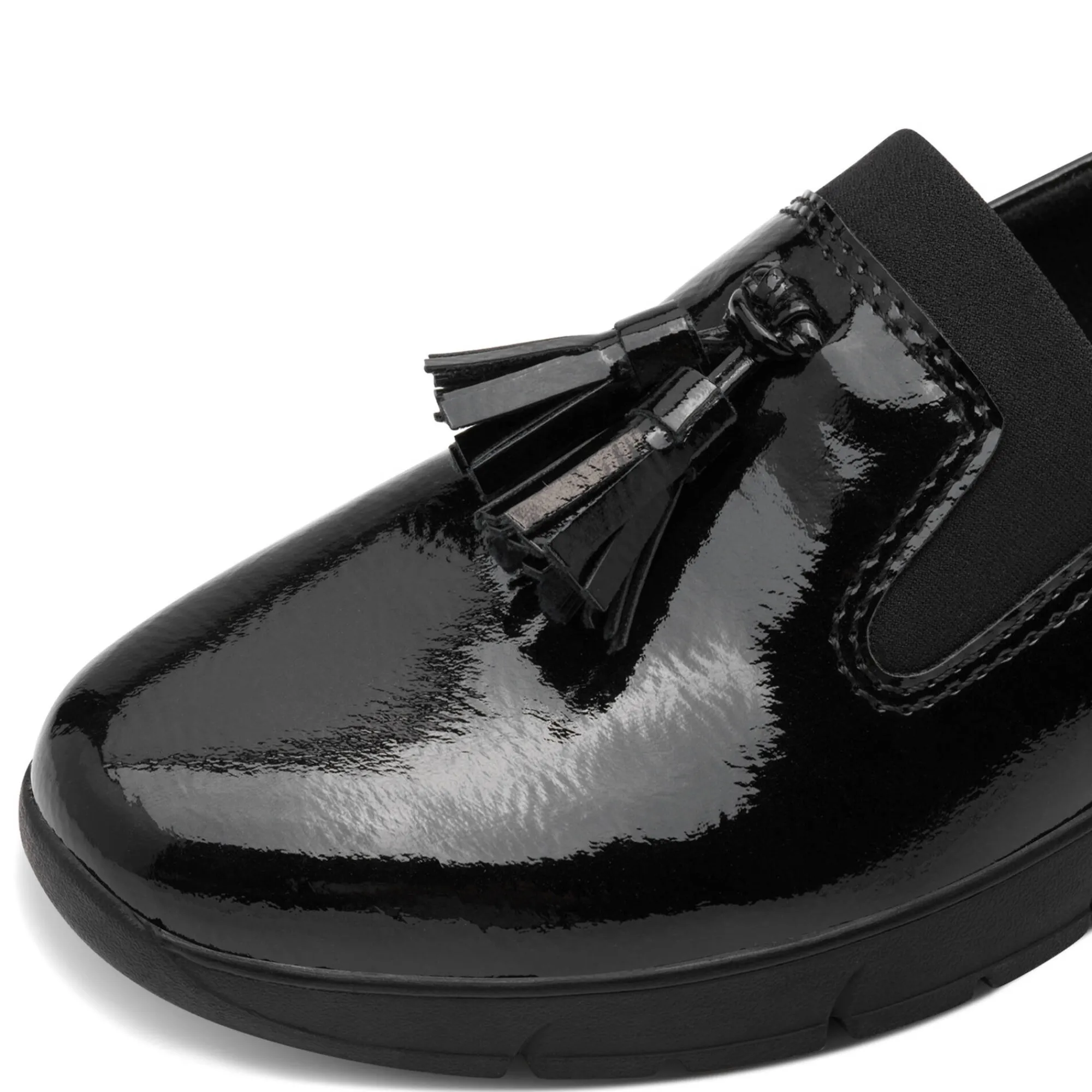Derby's En Mocassins|Schoenen<Jana Gelakte mocassins met sleehak zwart