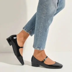 Ballerina's|Schoenen<Blancheporte Gelakte schoenen met riempje en hak zwart