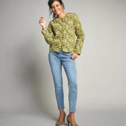 Jas En Mantel<Lora Zellini Gematelasseerd en bedrukt jasje kaki