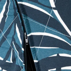 Zitbankhoes<Blancheporte Gematelasseerde BZ-zitbankhoes met bladerenprint blauw