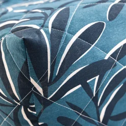 Zitbankhoes<Blancheporte Gematelasseerde BZ-zitbankhoes met bladerenprint blauw