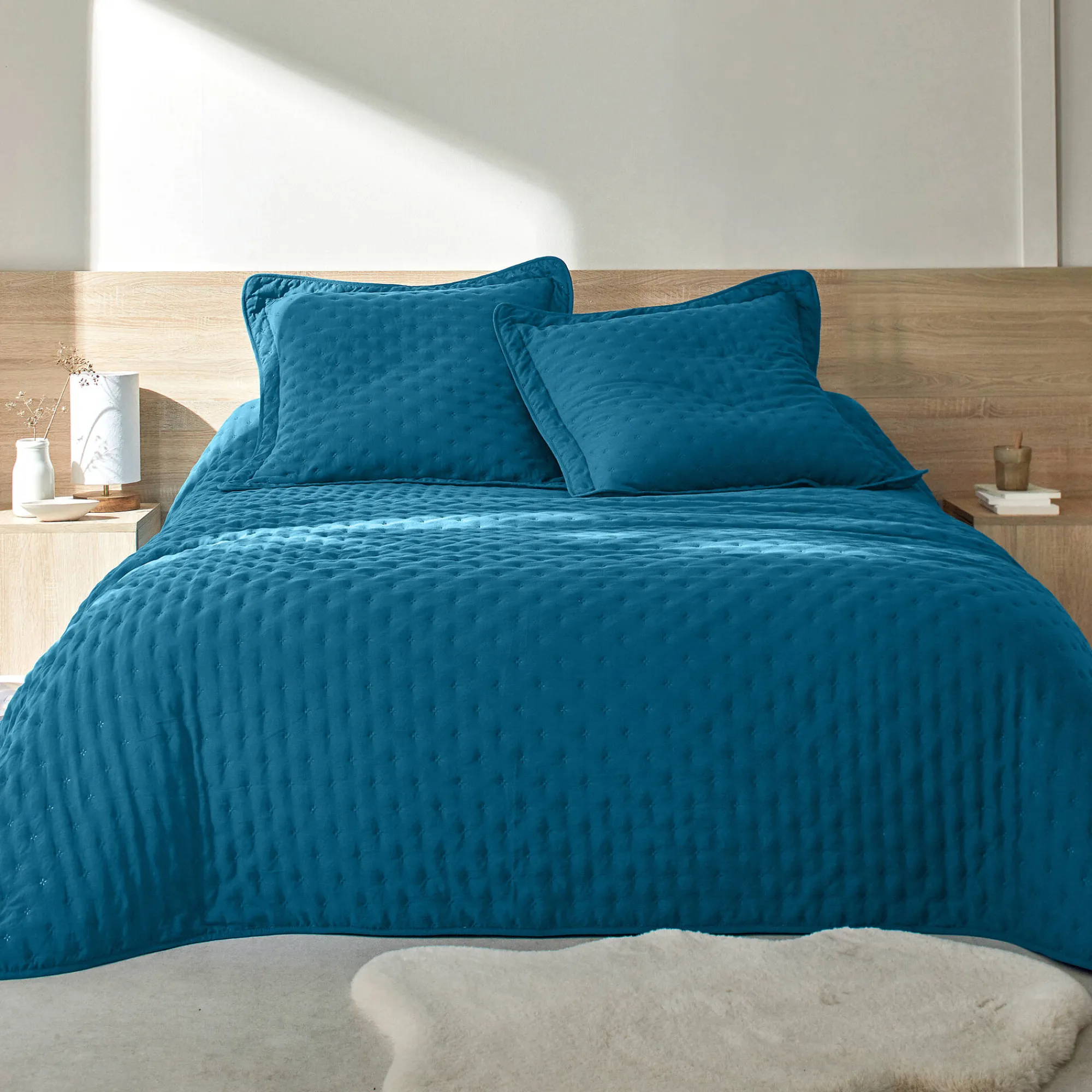 Deken En Bedsprei|Deken, Boutis En Bedsprei<Blancheporte Gematelasseerde deken - microvezel pauwblauw