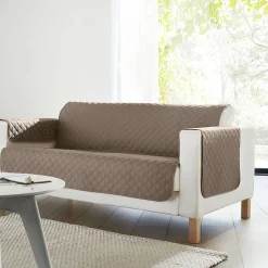 Zitbankhoes<Blancheporte Gematelasseerde salonbescherming in microvezel taupe