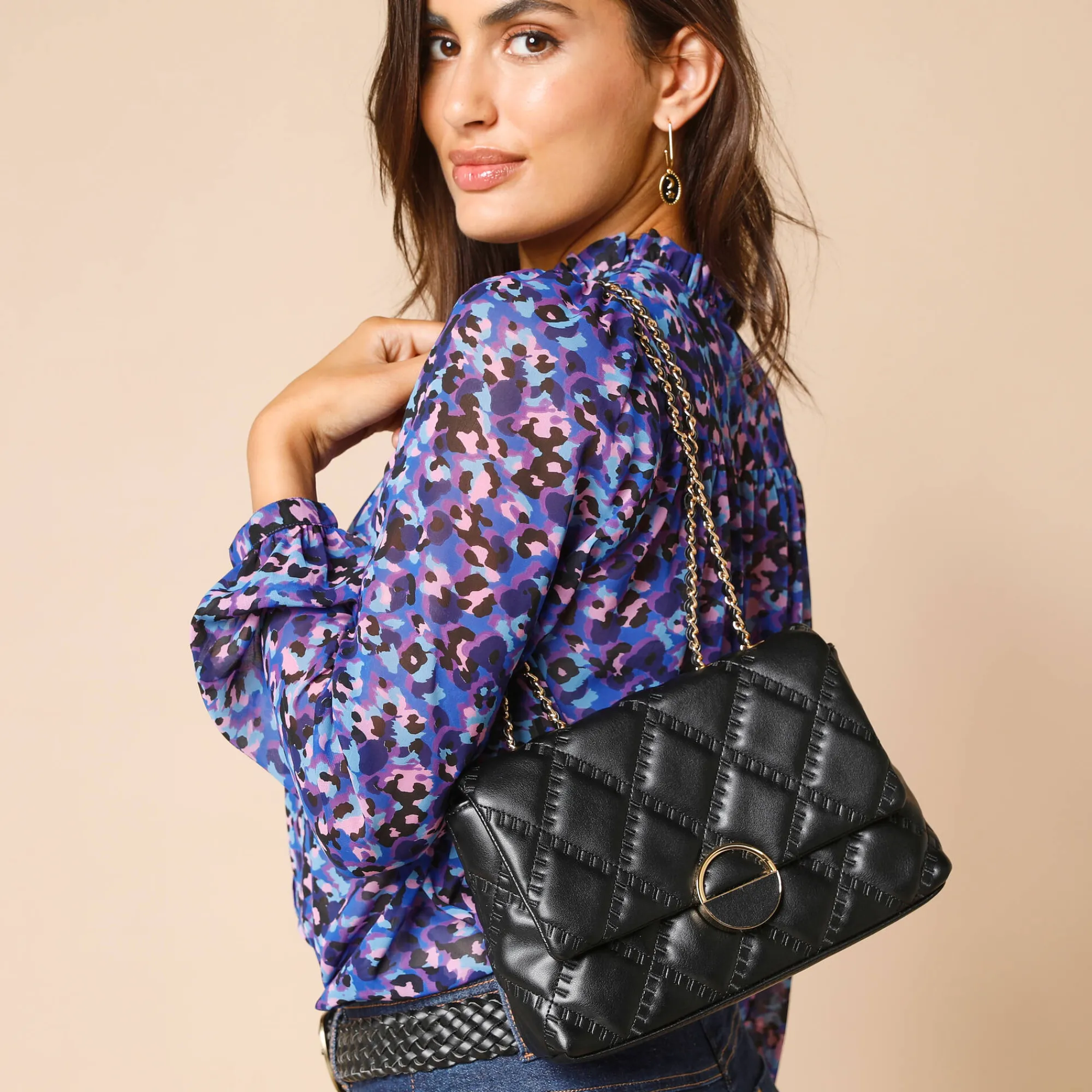 Sieraden En Feestaccessoires|Accessoires En Juwelen<Blancheporte Gematelasseerde tas, leeraspect**@ zwart