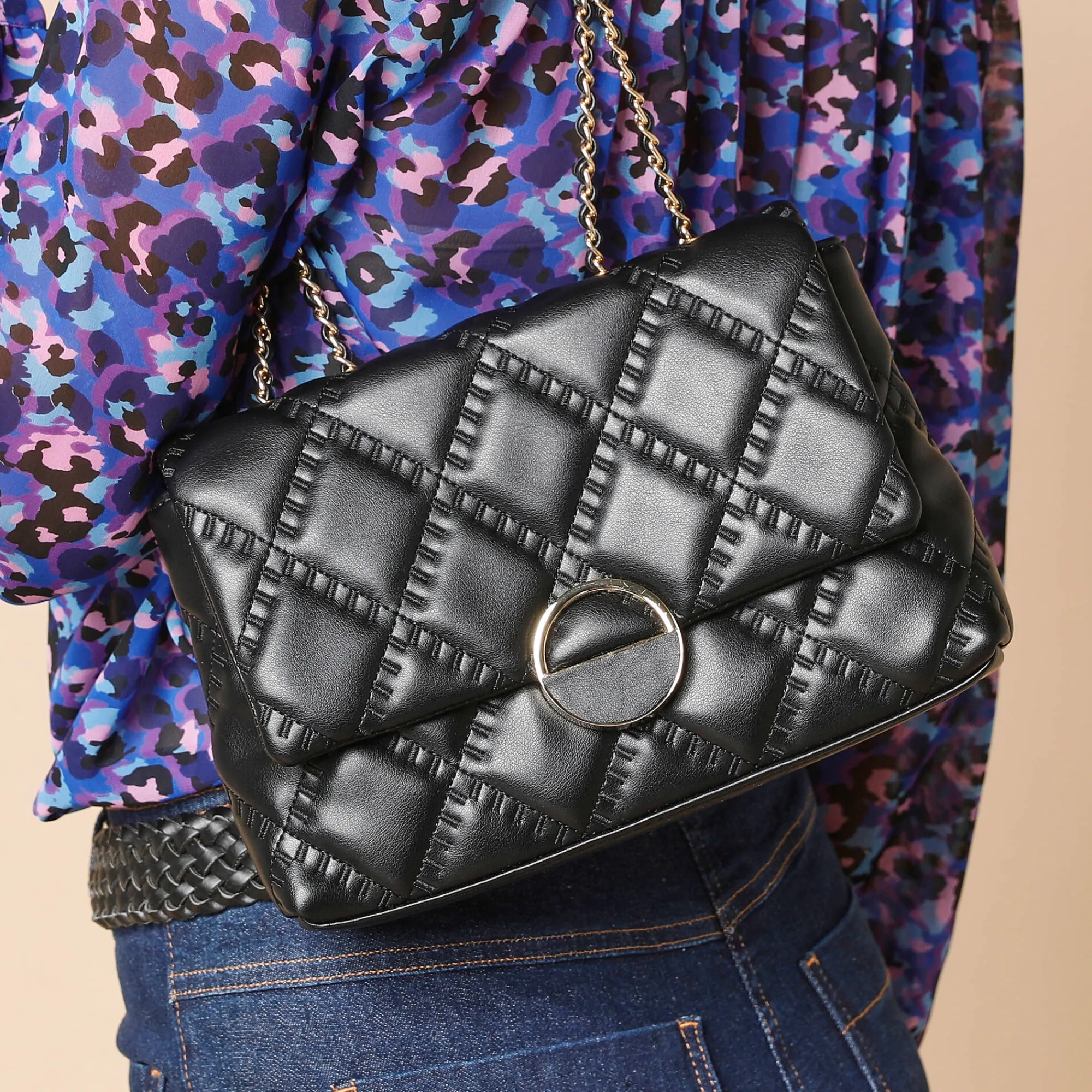Sieraden En Feestaccessoires|Accessoires En Juwelen<Blancheporte Gematelasseerde tas, leeraspect**@ zwart
