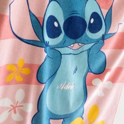 Strandlaken<Lilo et Stitch Gepersonaliseerd kinderbadlaken Stitch®, katoenen velours en badstof - 320g/m² roze