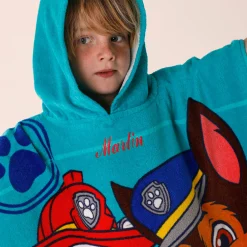 Badjas|Handdoek En Badlaken Kids<Patpatrouille Gepersonaliseerde kinderbadponcho Paw Patrol®, katoenen badstof en velours - 320g/m² smaragd