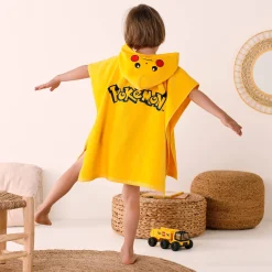 Badjas|Handdoek En Badlaken Kids<Pokemon Gepersonaliseerde kinderbadponcho Pokémon®, katoenen badstof en velours - 280g/m2 geel