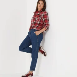 Bloes En Tuniek<Blancheporte Geruit hemd in flanel pruim / roze