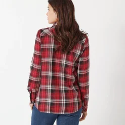 Bloes En Tuniek<Blancheporte Geruit hemd in flanel pruim / roze