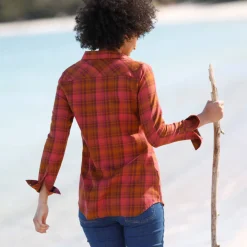 Bloes En Tuniek<Blancheporte Geruit hemd in flanel karamel / tomette