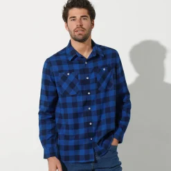 Feestoutfits Heren|T-Shirt, Hemd En Polo<Blancheporte Geruit hemd in flanel - set van 3 koper + blauw + groen