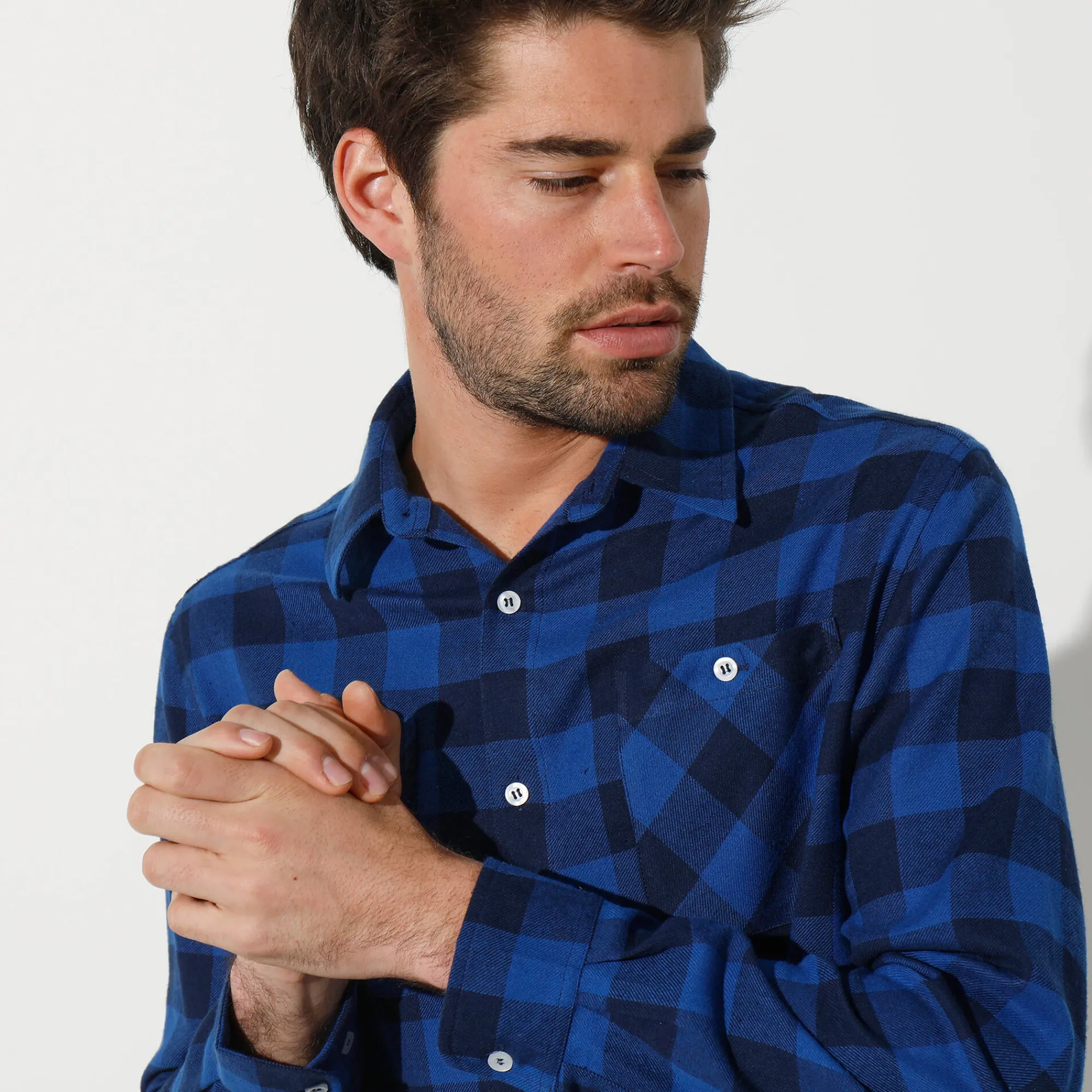 Feestoutfits Heren|T-Shirt, Hemd En Polo<Blancheporte Geruit hemd in flanel - set van 3 koper + blauw + groen