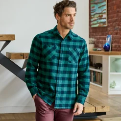 T-Shirt, Hemd En Polo<Blancheporte Geruit hemd in flanel - set van 3 rood + geel + eendenblauw
