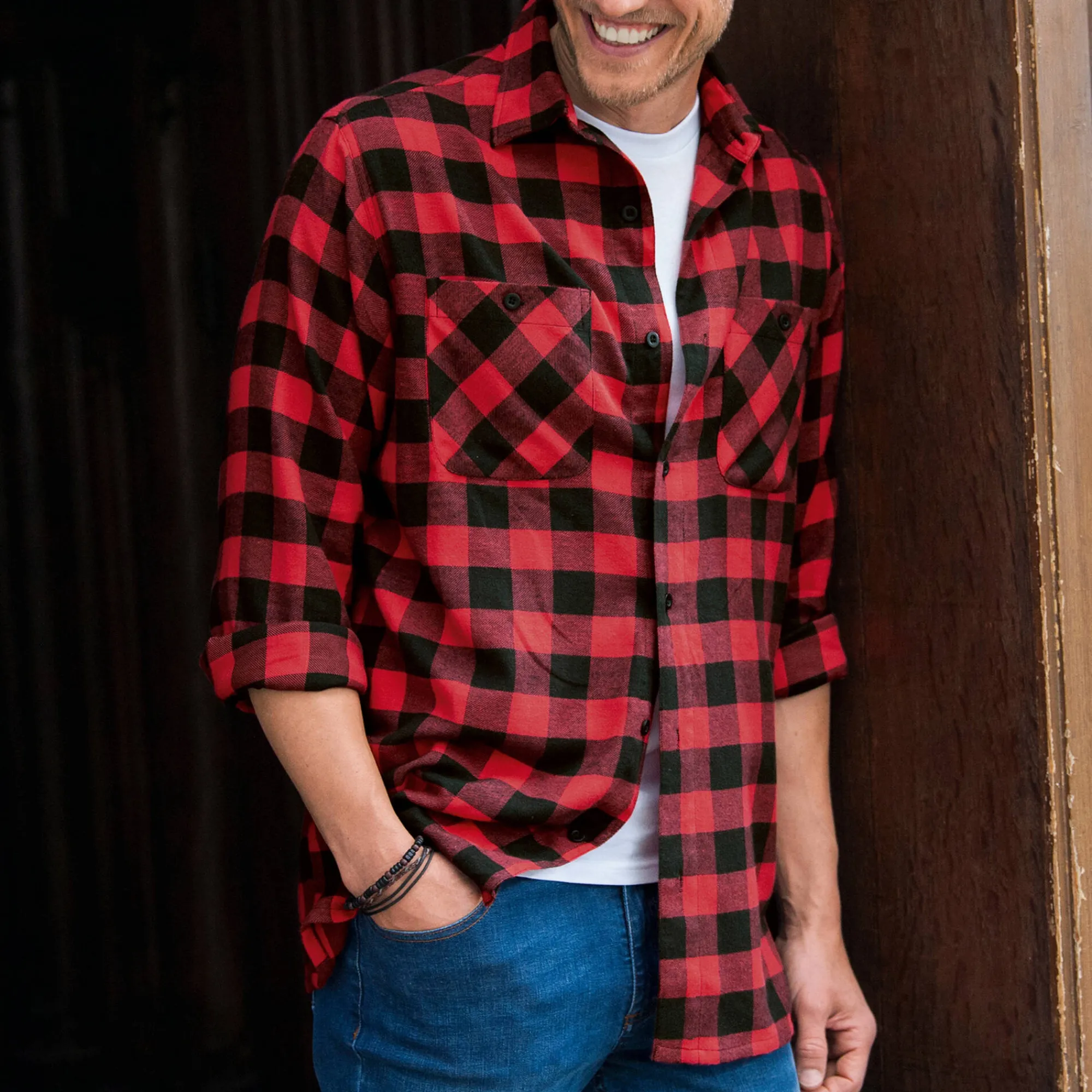 T-Shirt, Hemd En Polo<Blancheporte Geruit hemd in flanel - set van 3 bruin + wit + rood