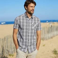 T-Shirt, Hemd En Polo<Blancheporte Geruit hemd in polykatoen met korte mouwen grijs