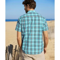 T-Shirt, Hemd En Polo<Blancheporte Geruit hemd in polykatoen met korte mouwen blauw