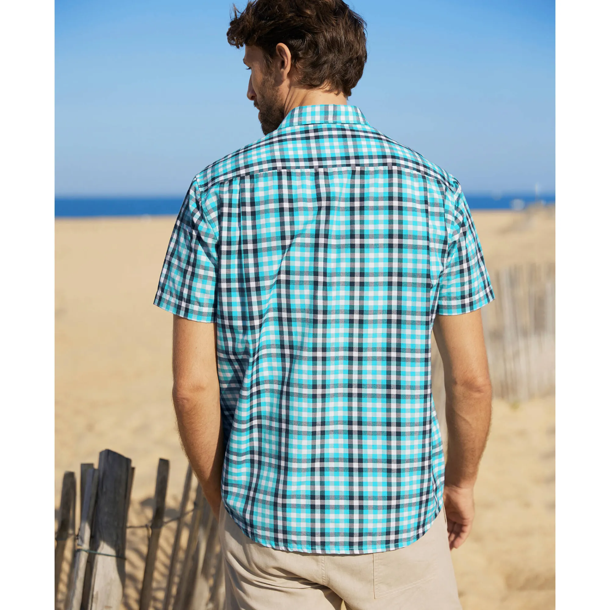T-Shirt, Hemd En Polo<Blancheporte Geruit hemd in polykatoen met korte mouwen blauw