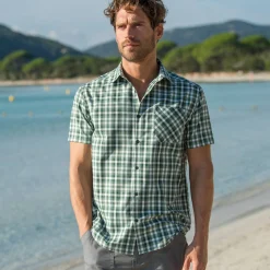 T-Shirt, Hemd En Polo<Blancheporte Geruit hemd in polykatoen met korte mouwen groen