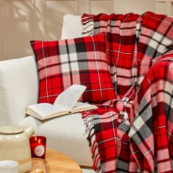 Feestdecoratie|Kussen<Blancheporte Geruit kussen in katoenflanel rood / grijs