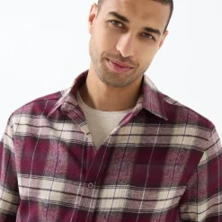 T-Shirt, Hemd En Polo<Blancheporte Geruit werkhemd in flanel - set van 2 kleuren wijnrood + celadon