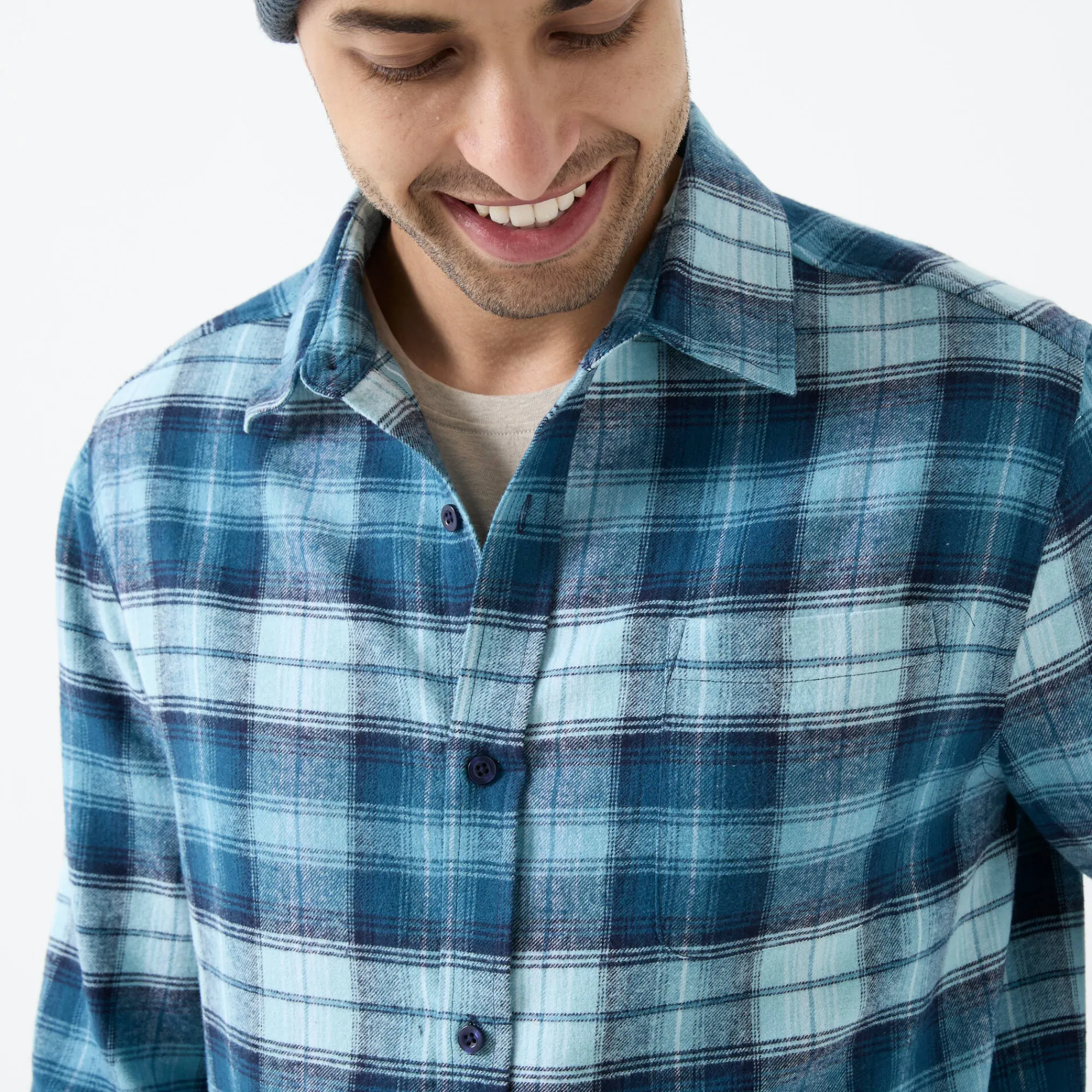 T-Shirt, Hemd En Polo<Blancheporte Geruit werkhemd in flanel - set van 2 kleuren wijnrood + celadon