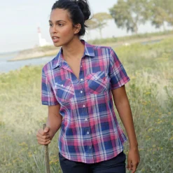 Bloes En Tuniek<Blancheporte Geruite bloes blauw / roze