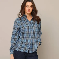 Bloes En Tuniek<Blancheporte Geruite blouse, flanel marine / blauw