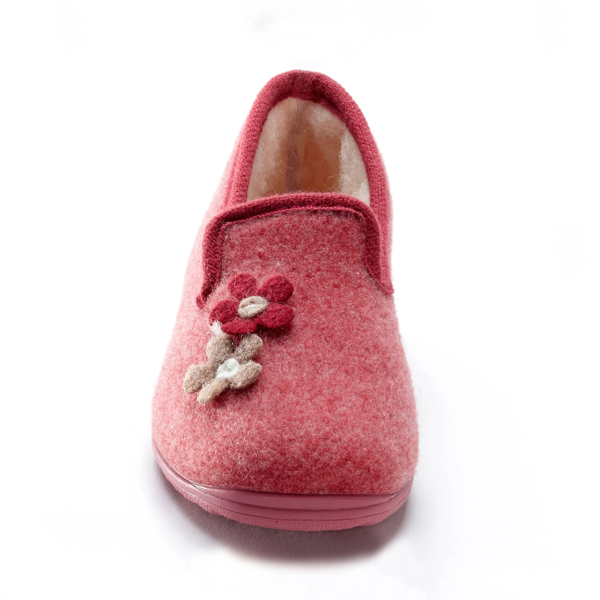Sloffen|Sloffen<Blancheporte Gesloten pantoffels met bloemetjes framboos