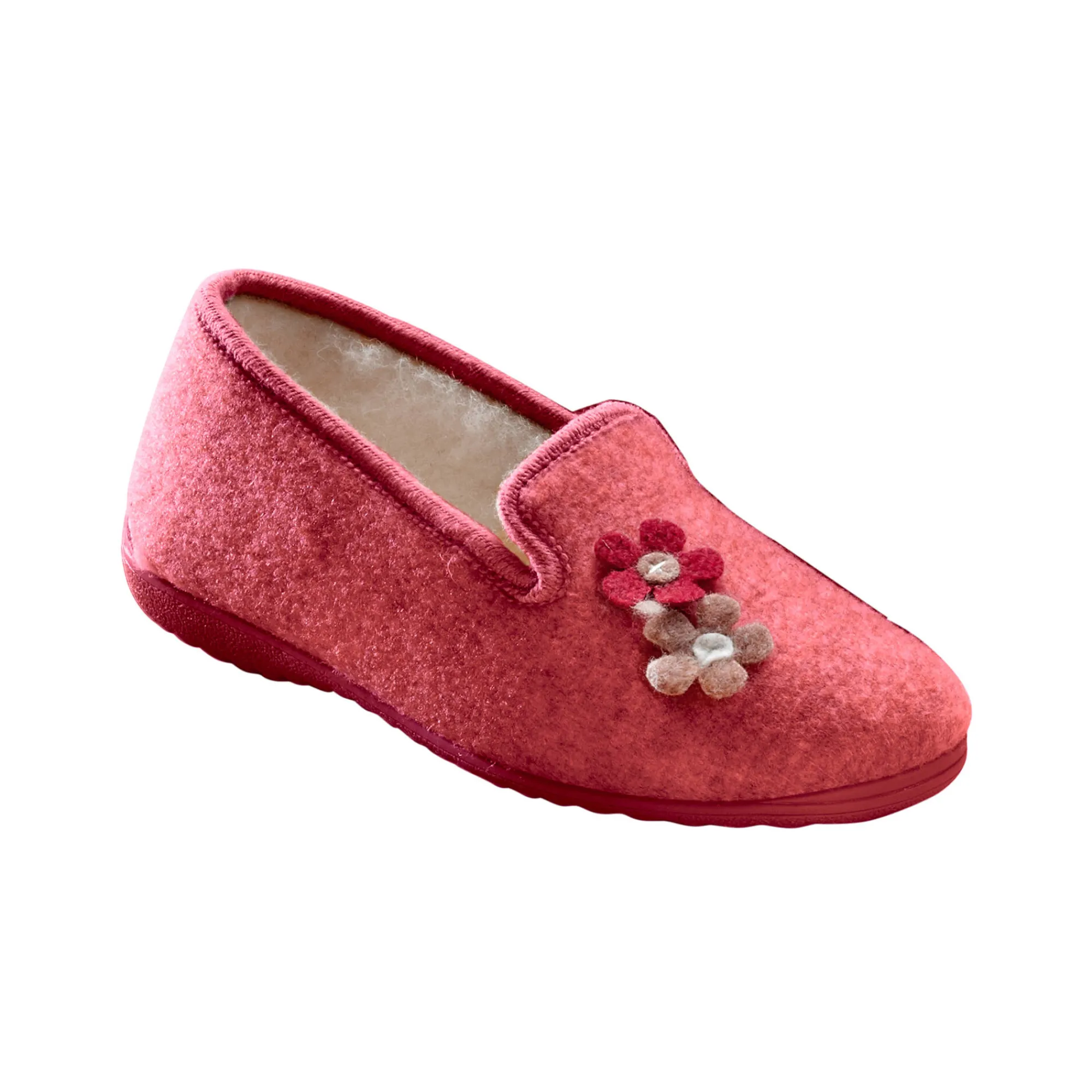 Sloffen|Sloffen<Blancheporte Gesloten pantoffels met bloemetjes framboos