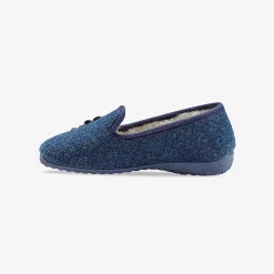 Sloffen|Sloffen<Blancheporte Gesloten pantoffels met bloemetjes indigo