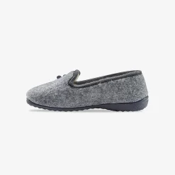 Sloffen|Sloffen<Blancheporte Gesloten pantoffels met bloemetjes chiné grijs