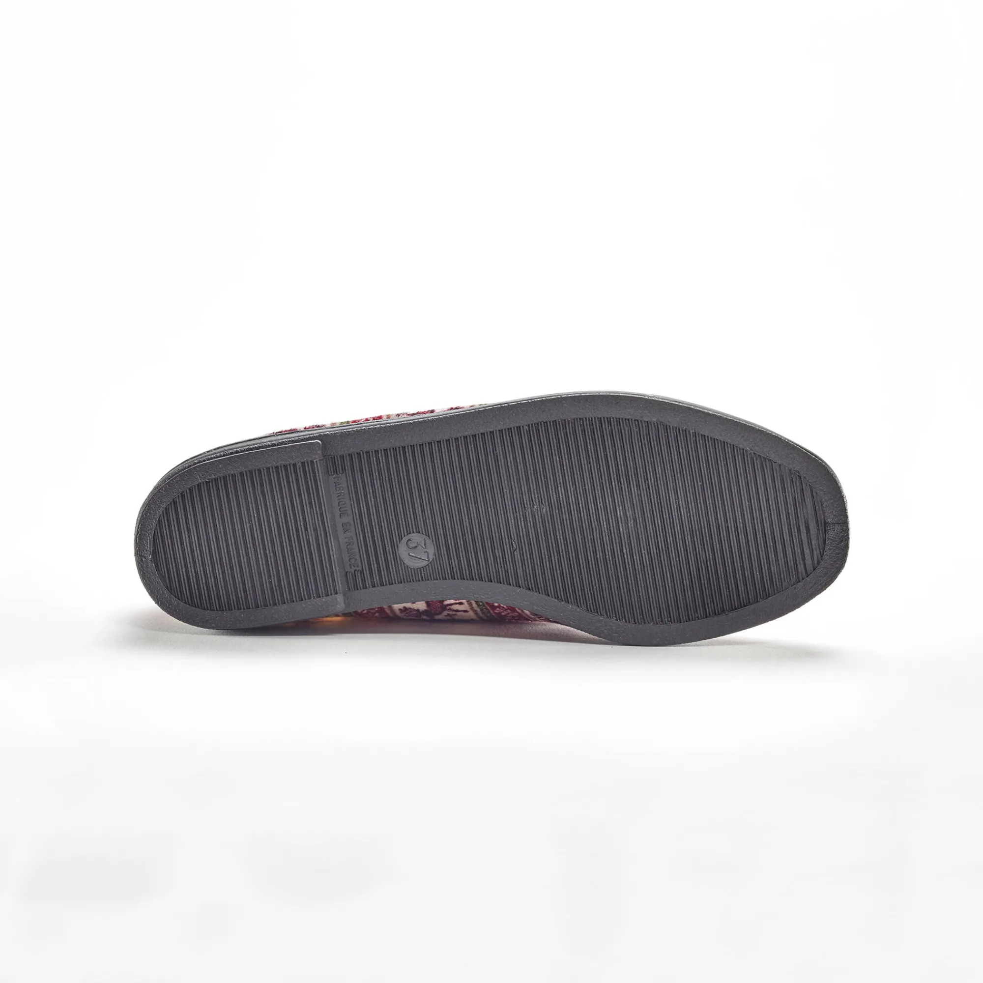 Sloffen|Sloffen<Blancheporte Gesloten pantoffels met winterse print en nepbontvoering bordeaux