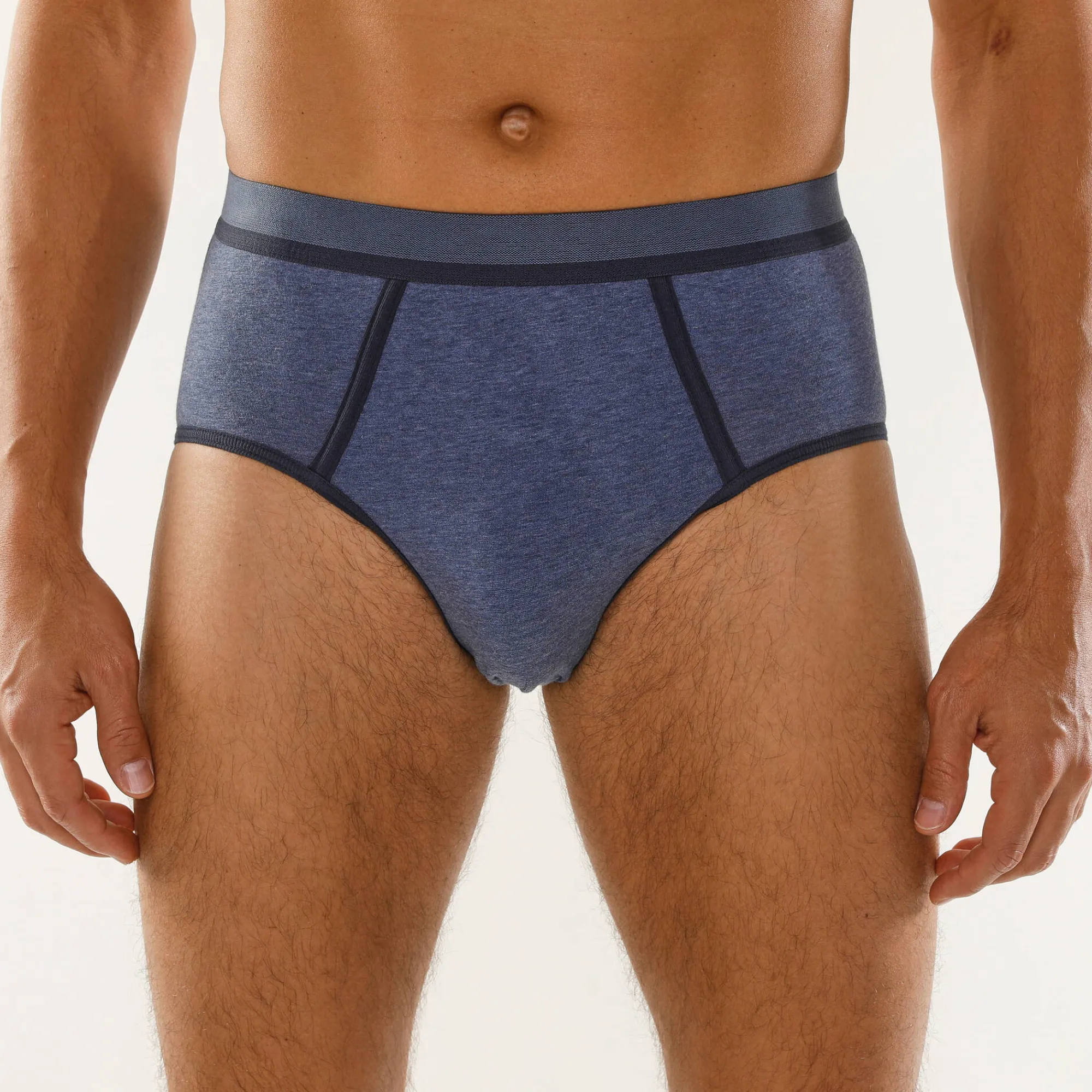 Ondergoed<Blancheporte Gesloten slip met contrasterende naden, hoge taille - set van 4 jeansblauw + bordeaux