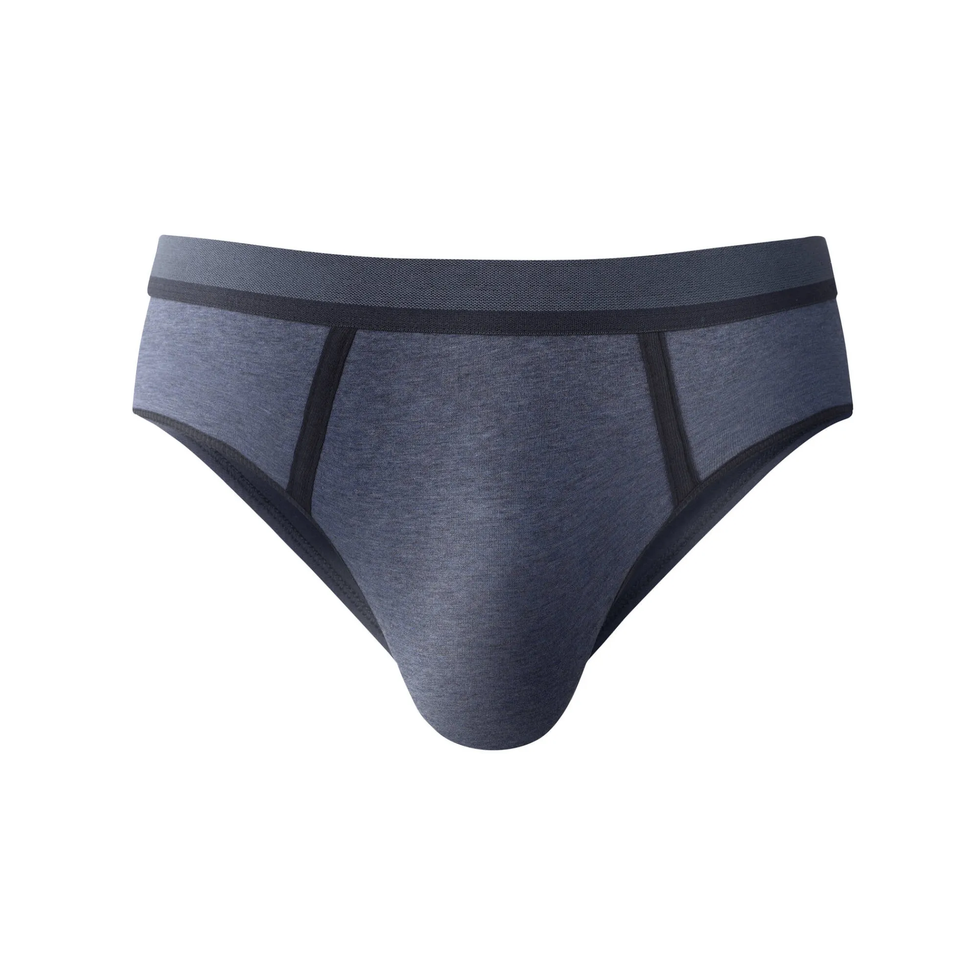 Ondergoed<Blancheporte Gesloten slip met contrasterende naden, hoge taille - set van 4 jeansblauw + bordeaux