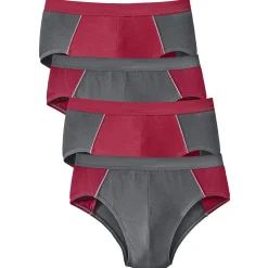 Ondergoed<Blancheporte Gesloten slip met hoge taille - set van 4 rood / grijs