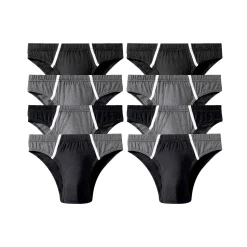 Ondergoed<Blancheporte Gesloten slip met lage taille - set van 8 zwart / grijs