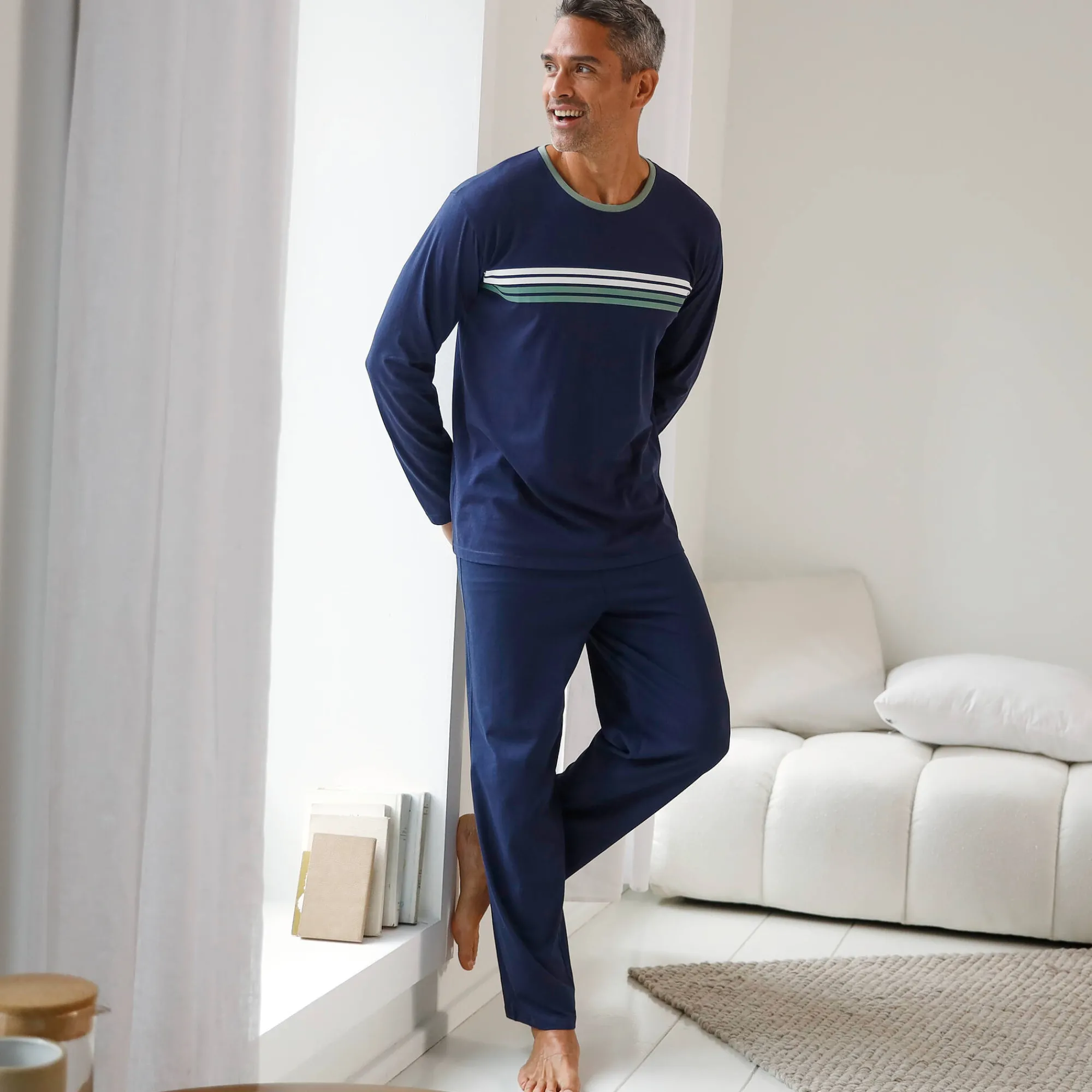 Pyjama En Kamerjas<Blancheporte Gestreept pyjamashirt met lange mouwen marine