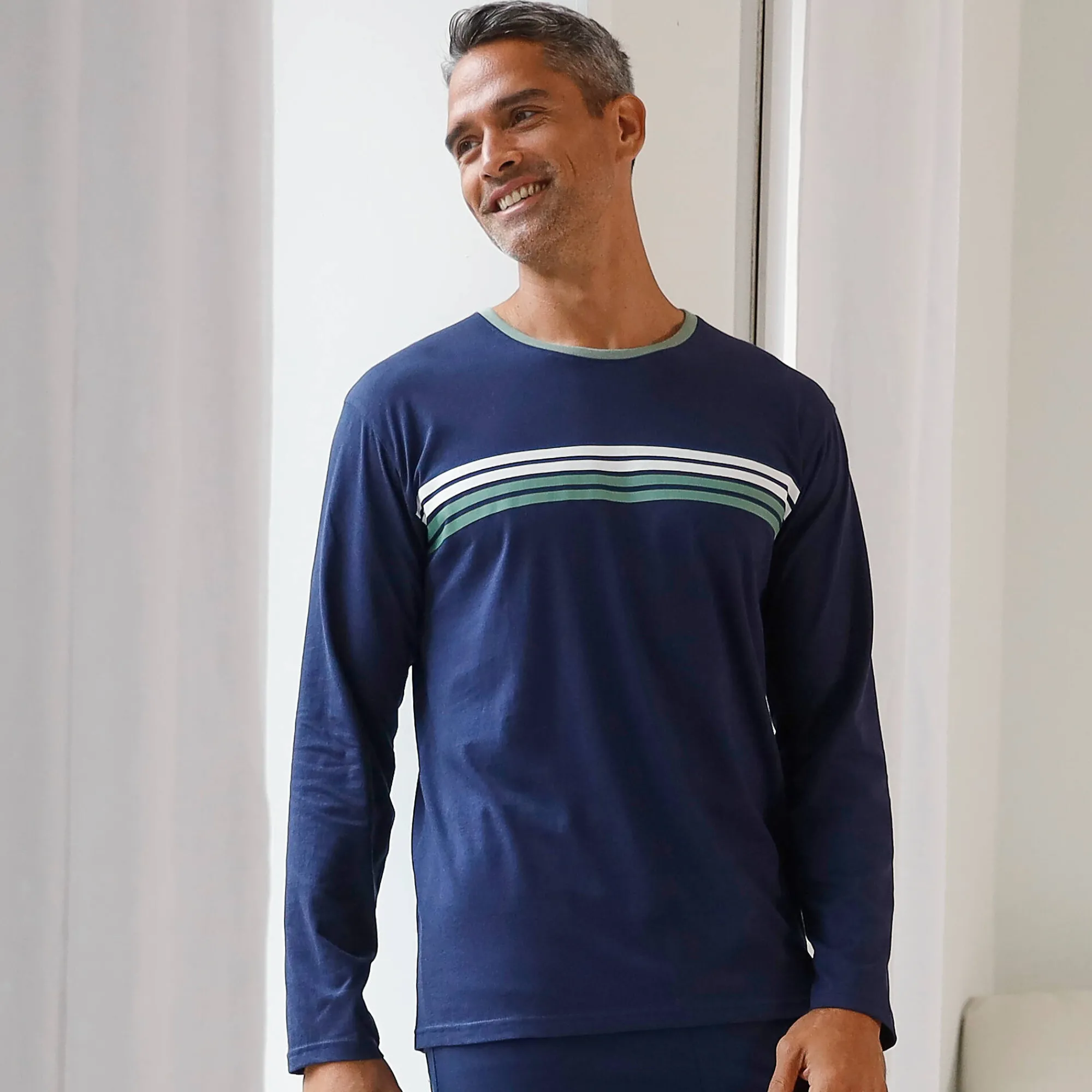 Pyjama En Kamerjas<Blancheporte Gestreept pyjamashirt met lange mouwen marine