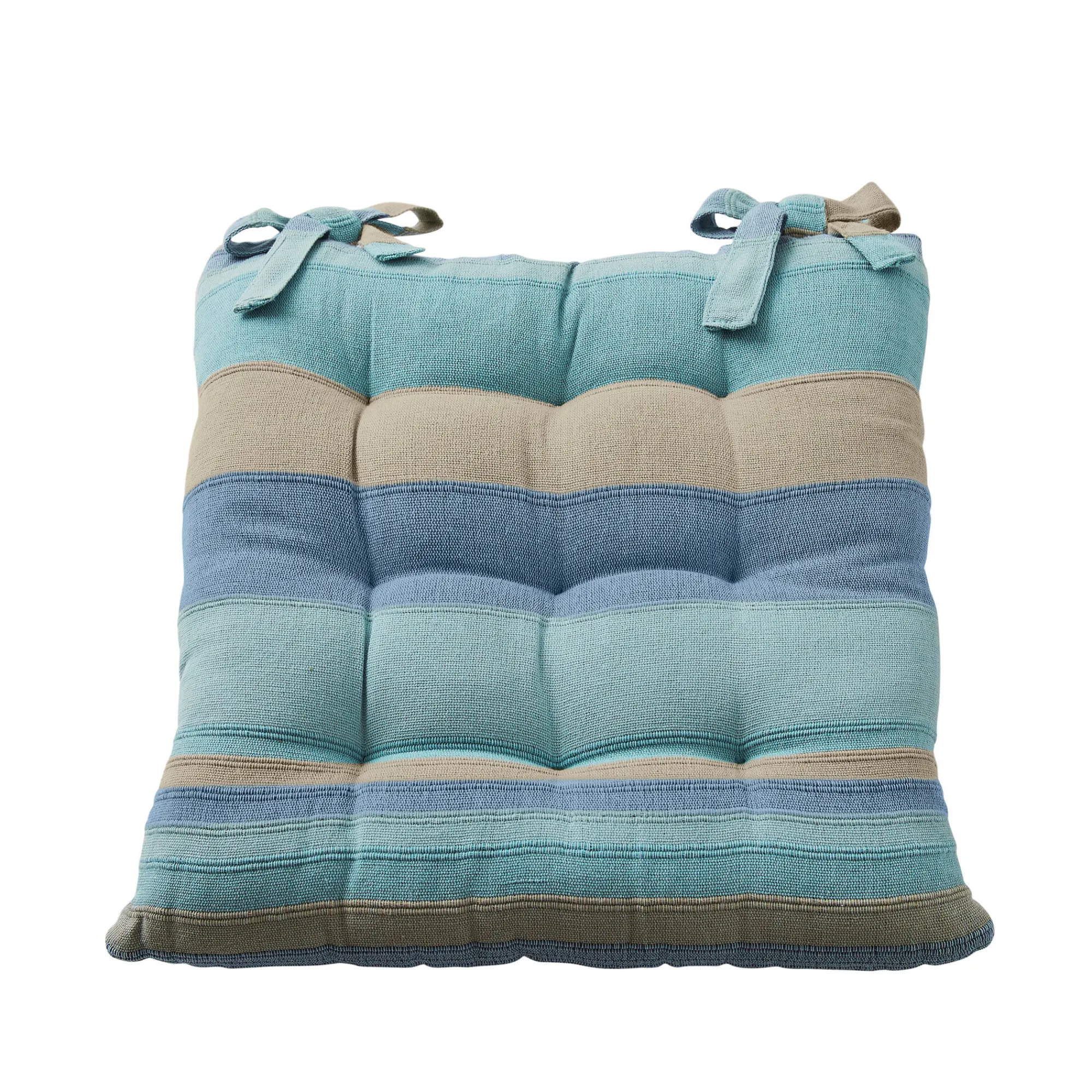 Stoelkussentje<Blancheporte Gestreept stoelkussentje - set van 2 celadon