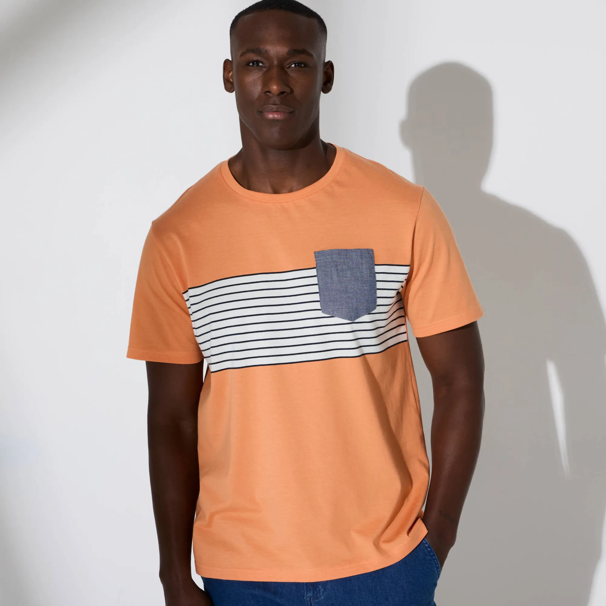 T-Shirt, Hemd En Polo<Blancheporte Gestreept T-shirt met korte mouwen abrikoos